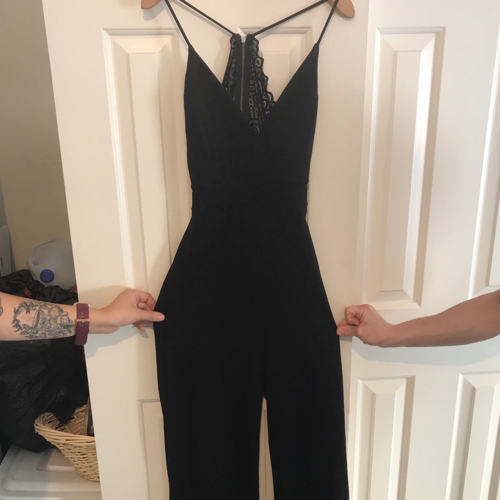Windsor black romper with lace back